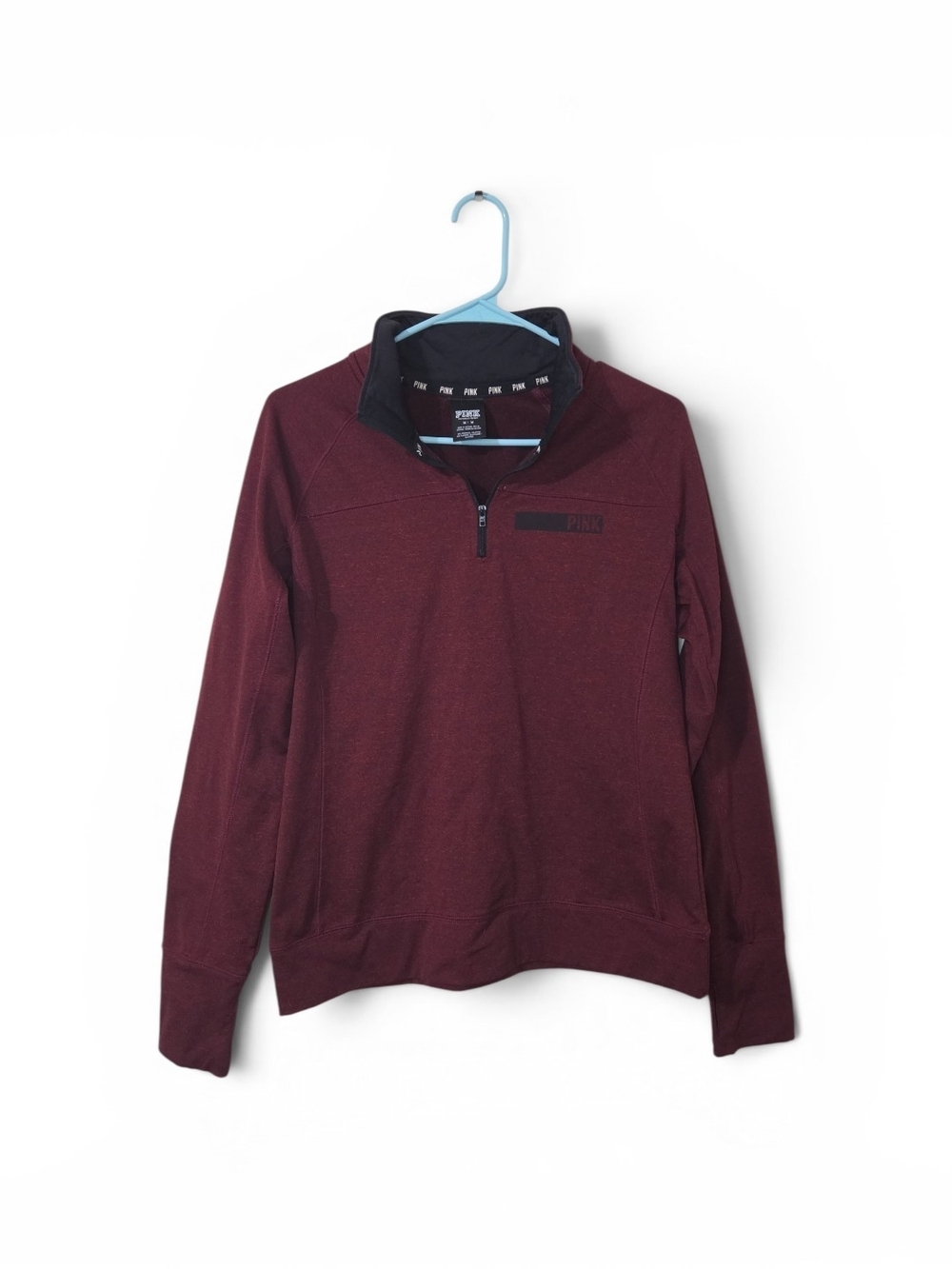 PINK Victoria's Secret Burgundy Quarter-Zip Pullover